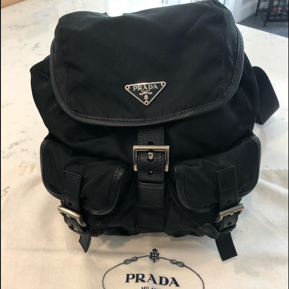 Prada Black Nylon & Leather Backpack Authentic